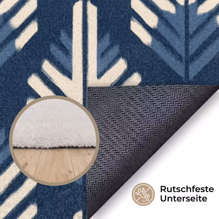 Modern - Patroon - Blauw Vloerkleed Rechthoek klein 1091 -uniquesellingpoint_antislip_DE_DE
