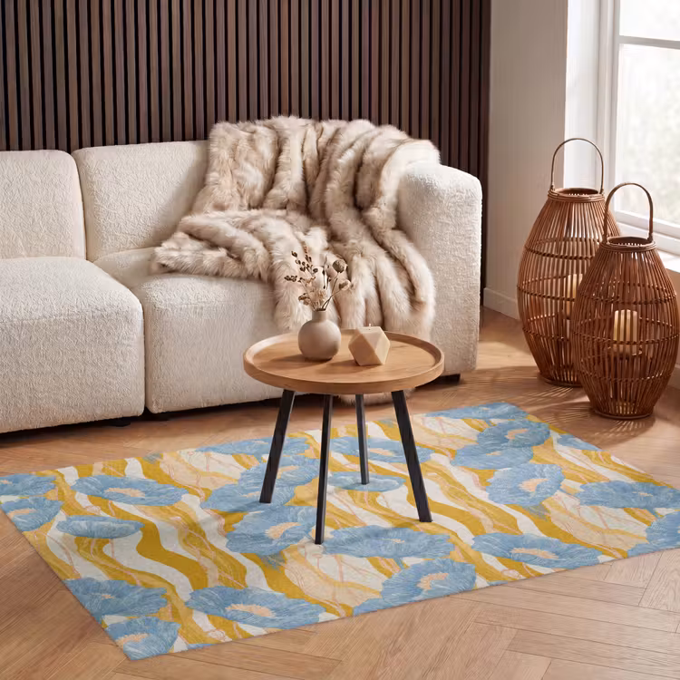 Papavers - Botanisch - Blauw Vloerkleed Rechthoek klein 1091 -atmosphere_sfeer2_global