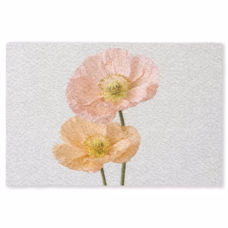 Papavers - Botanisch - Roze Vloerkleed Rechthoek klein -3d