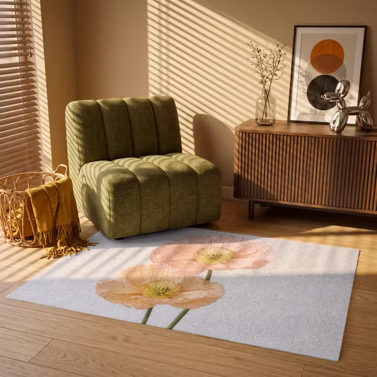 Papavers - Botanisch - Roze Vloerkleed Rechthoek klein -atmosphere_sfeer1_global
