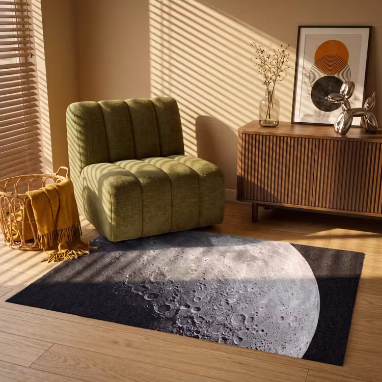 Teppich - Mond – Krater – Weltraum - Maan - Kraters - Ruimte Vloerkleed Rechthoek klein