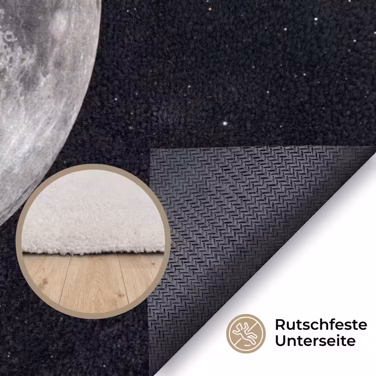 Teppich - Mond – Sterne – Weltraum - Maan - Sterren - Ruimte Vloerkleed Rechthoek klein