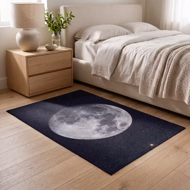 Teppich - Mond – Sterne – Weltraum - Maan - Sterren - Ruimte Vloerkleed Rechthoek klein