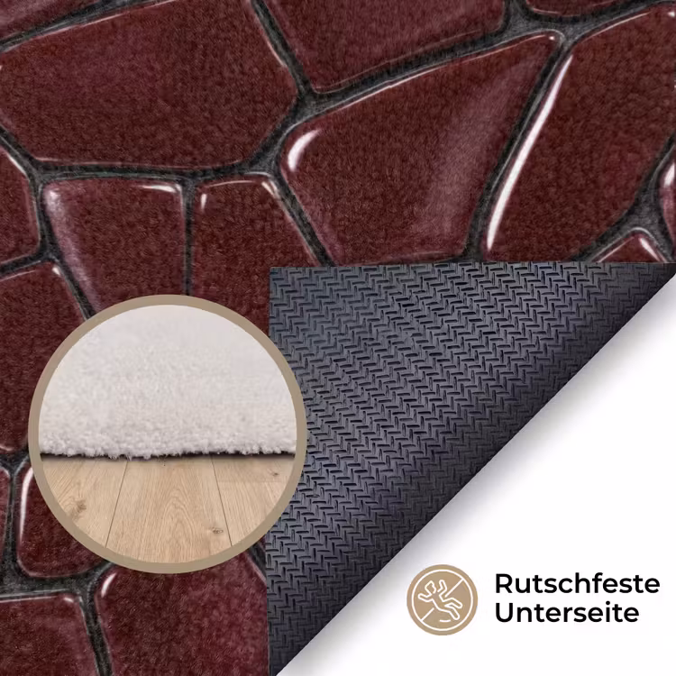 Mozaïek - Tegel - Bordeauxrood Vloerkleed Rechthoek klein 1091 -uniquesellingpoint_antislip_DE_DE