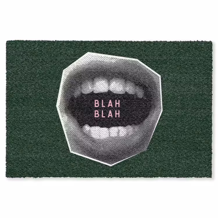 Mond - Groen - Illustratie - BLAH BLAH Vloerkleed Rechthoek klein -3d