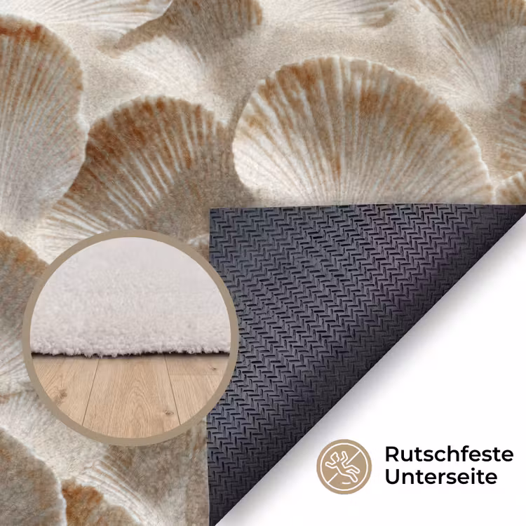 Schelpen - Waaiervorm - Wit Vloerkleed Rechthoek klein 1091 -uniquesellingpoint_antislip_DE_DE