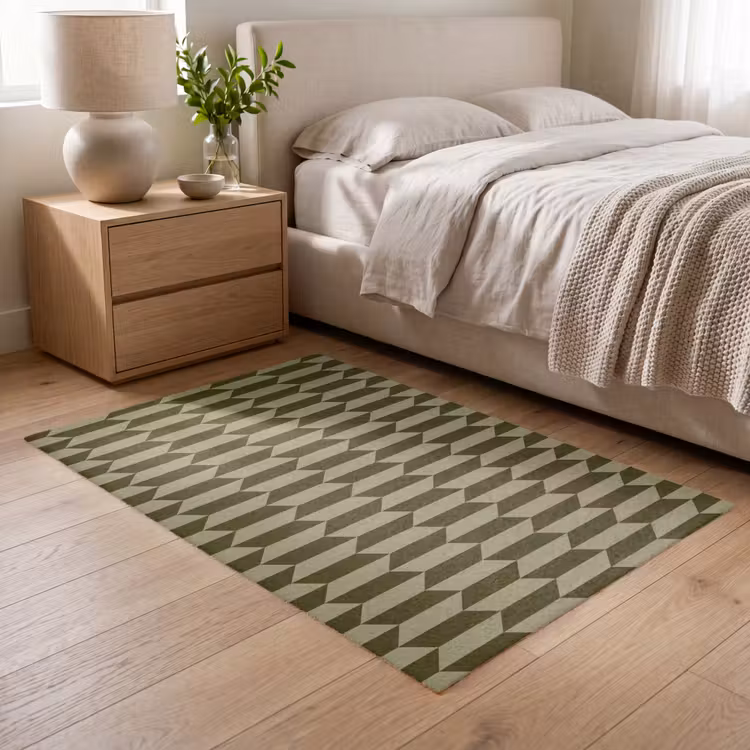 Patroon - Abstract - Groen - Vlakken Vloerkleed Rechthoek klein -atmosphere_sfeer3_global