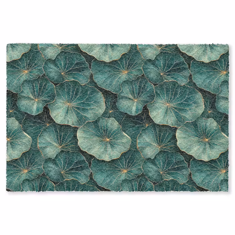 Patroon - Bladeren - Groen Vloerkleed Rechthoek klein 1091 -3d
