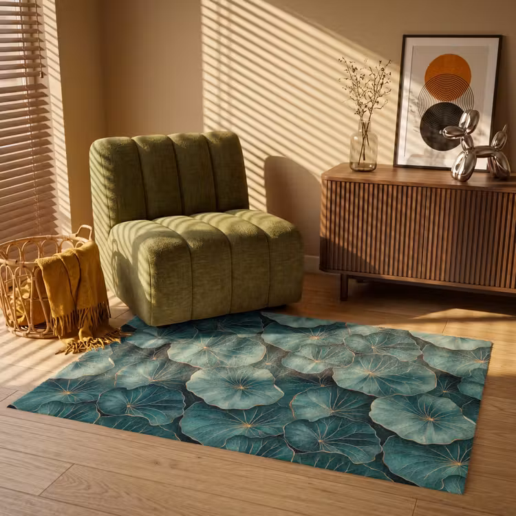 Patroon - Bladeren - Groen Vloerkleed Rechthoek klein 1091 -atmosphere_sfeer1_global