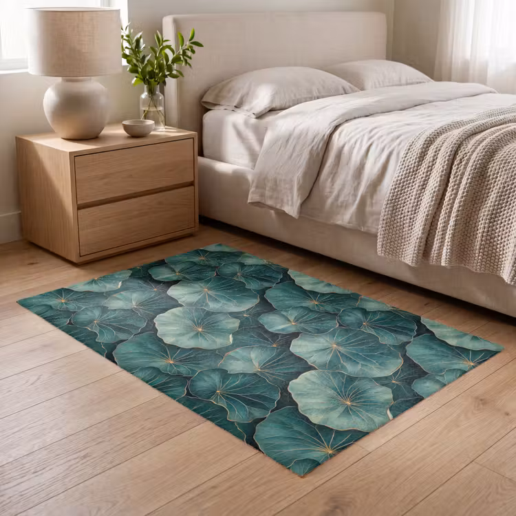 Patroon - Bladeren - Groen Vloerkleed Rechthoek klein 1091 -atmosphere_sfeer3_global
