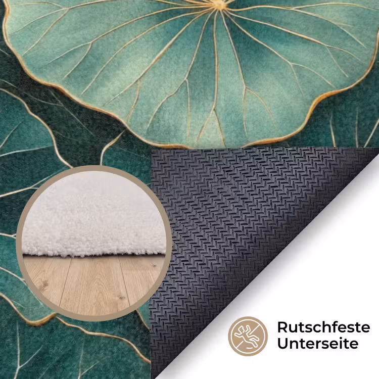 Patroon - Bladeren - Groen Vloerkleed Rechthoek klein 1091 -uniquesellingpoint_antislip_DE_DE