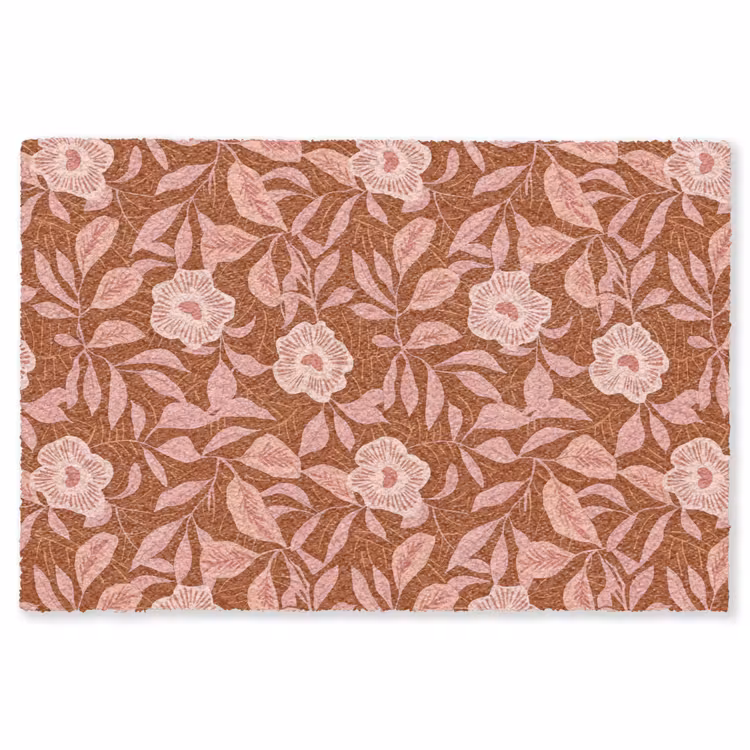Patroon - Bladeren - Terracotta Vloerkleed Rechthoek klein 1091 -3d