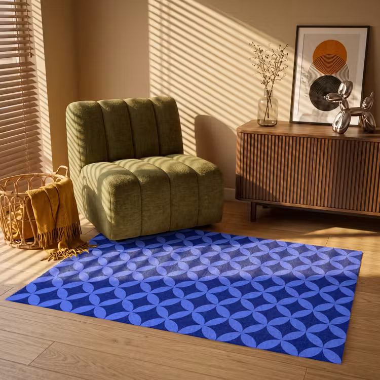 Patroon - Blauw Vloerkleed Rechthoek klein -atmosphere_sfeer1_global