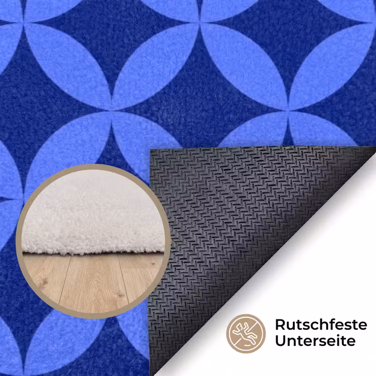 Patroon - Blauw Vloerkleed Rechthoek klein -uniquesellingpoint_antislip_DE_DE