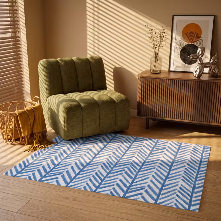 Patroon - Streep - Blauw Vloerkleed Rechthoek klein 1091 -atmosphere_sfeer1_global