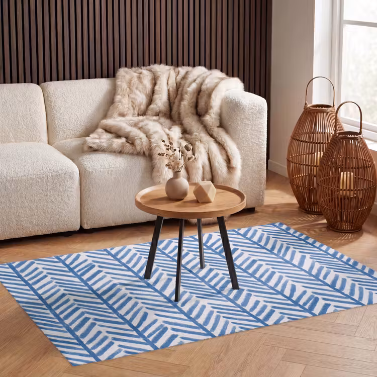 Patroon - Streep - Blauw Vloerkleed Rechthoek klein 1091 -atmosphere_sfeer2_global