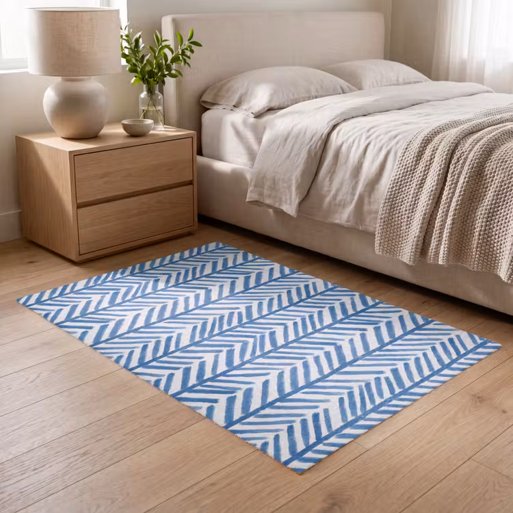 Patroon - Streep - Blauw Vloerkleed Rechthoek klein 1091 -atmosphere_sfeer3_global