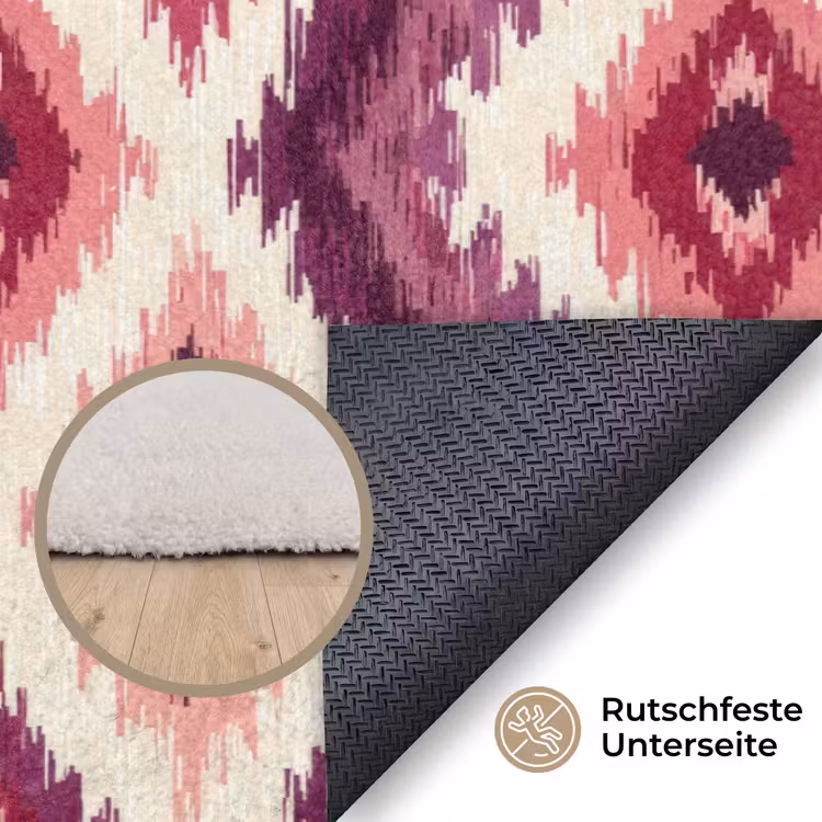 Patroon - Paars - Zigzag Vloerkleed Rechthoek klein 1091 -uniquesellingpoint_antislip_DE_DE