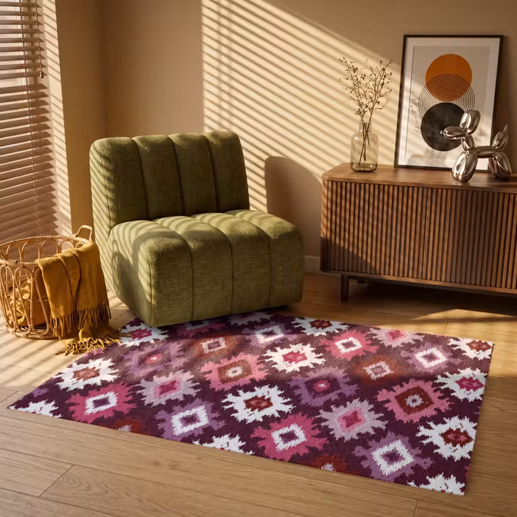 Patroon - Diamantvorm - Paars Vloerkleed Rechthoek klein 1091 -atmosphere_sfeer1_global