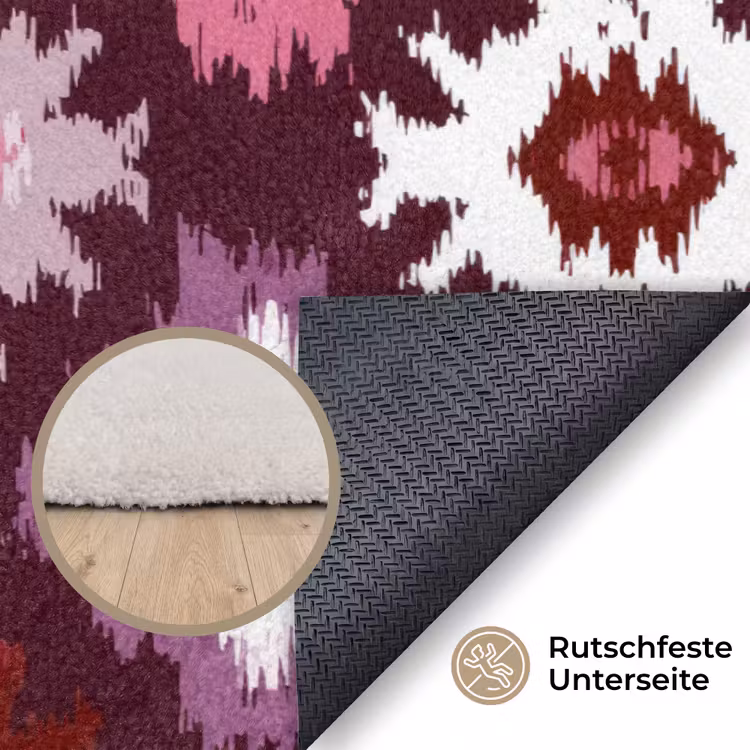 Patroon - Diamantvorm - Paars Vloerkleed Rechthoek klein 1091 -uniquesellingpoint_antislip_DE_DE