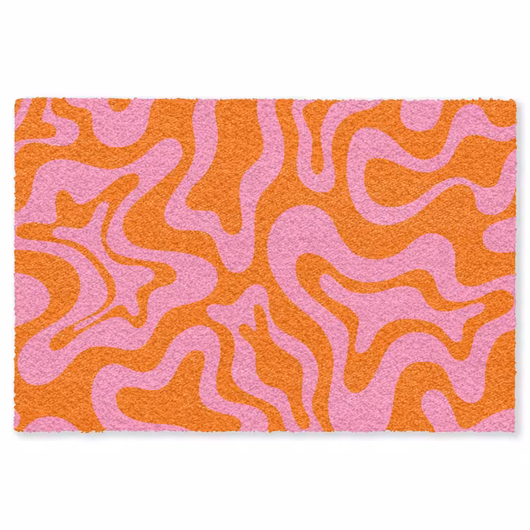Patroon - Roze - Oranje - Abstract - Modern Vloerkleed Rechthoek klein -3d