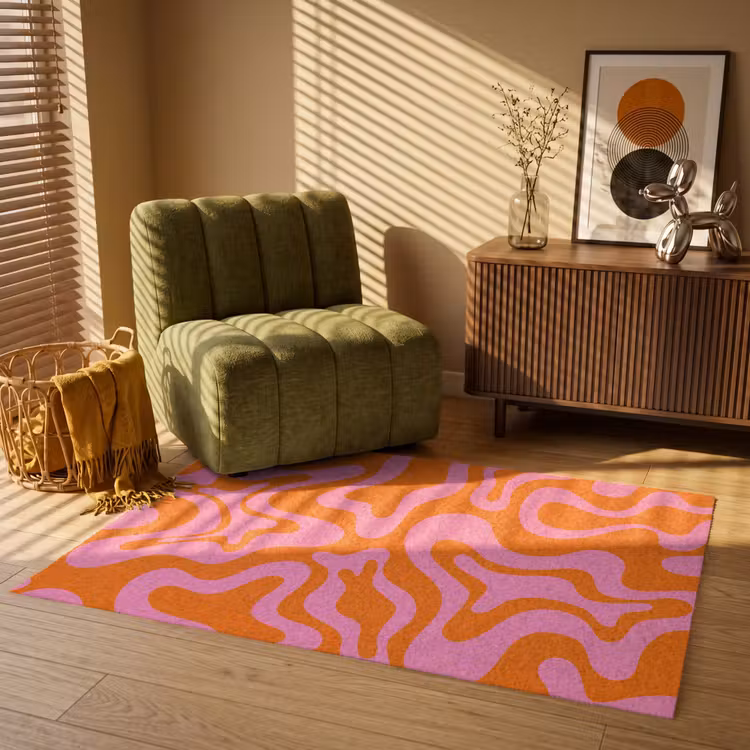 Patroon - Roze - Oranje - Abstract - Modern Vloerkleed Rechthoek klein -atmosphere_sfeer1_global