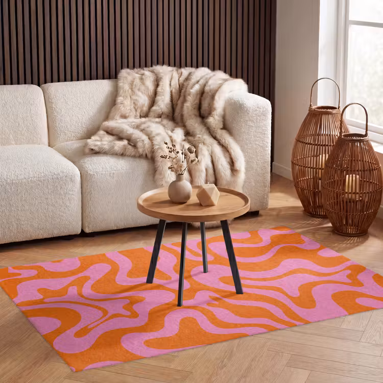 Patroon - Roze - Oranje - Abstract - Modern Vloerkleed Rechthoek klein -atmosphere_sfeer2_global