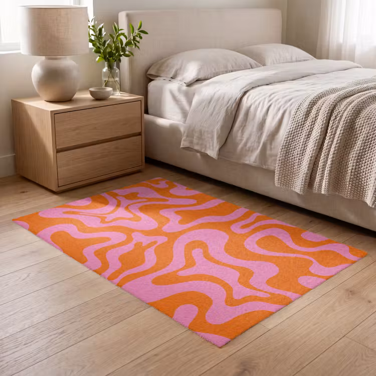 Patroon - Roze - Oranje - Abstract - Modern Vloerkleed Rechthoek klein -atmosphere_sfeer3_global