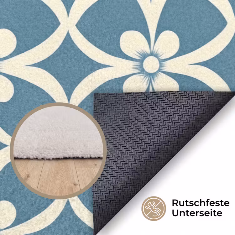 Patroon - Symmetrisch - Blauw Vloerkleed Rechthoek klein 1091 -uniquesellingpoint_antislip_DE_DE