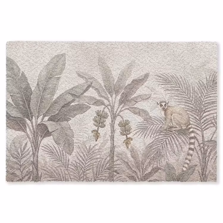 Natuur - Jungle - Ringstaartmaki - Bruin Vloerkleed Rechthoek klein -3d