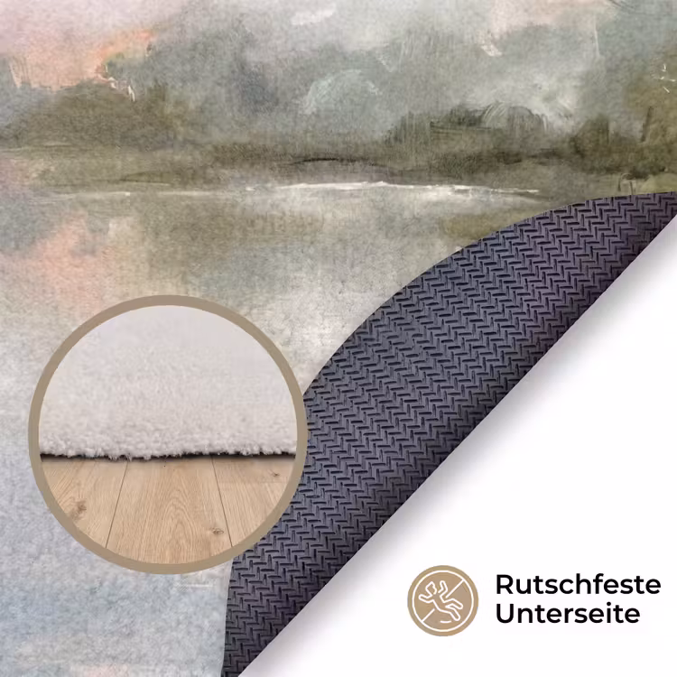 Teppich - Natur – Landschaft – Abstrakt – Wasser – Grün - Natuur - Landschap - Abstract - Water - Groen Vloerkleed Rond klein