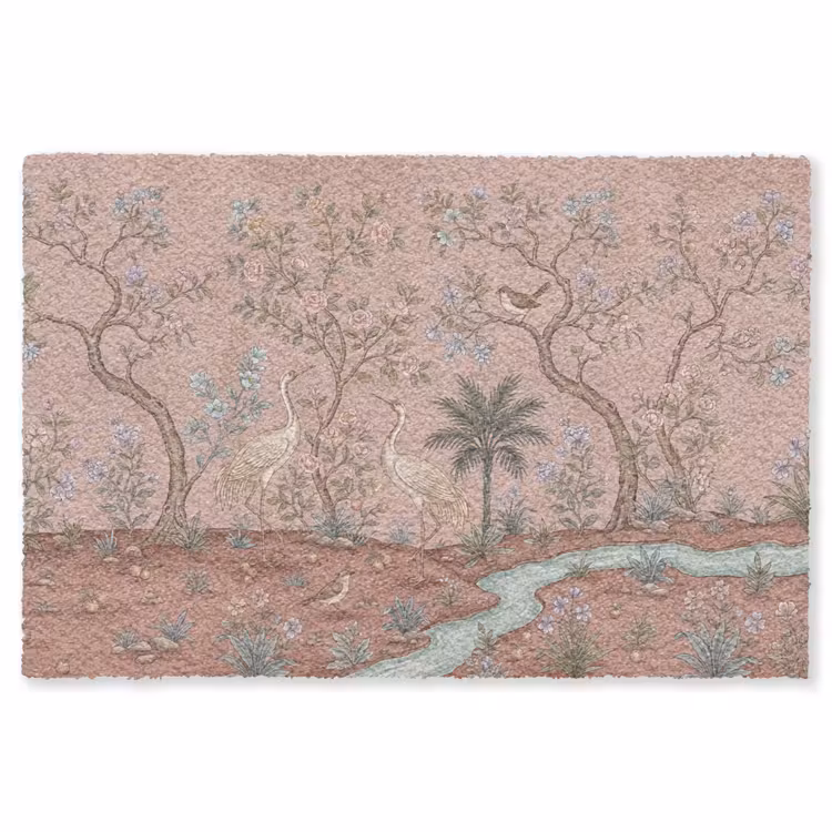 Nostalgisch - Reigers - Roze Vloerkleed Rechthoek klein -3d