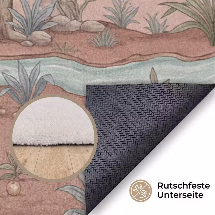 Nostalgisch - Reigers - Roze Vloerkleed Rechthoek klein -uniquesellingpoint_antislip_DE_DE