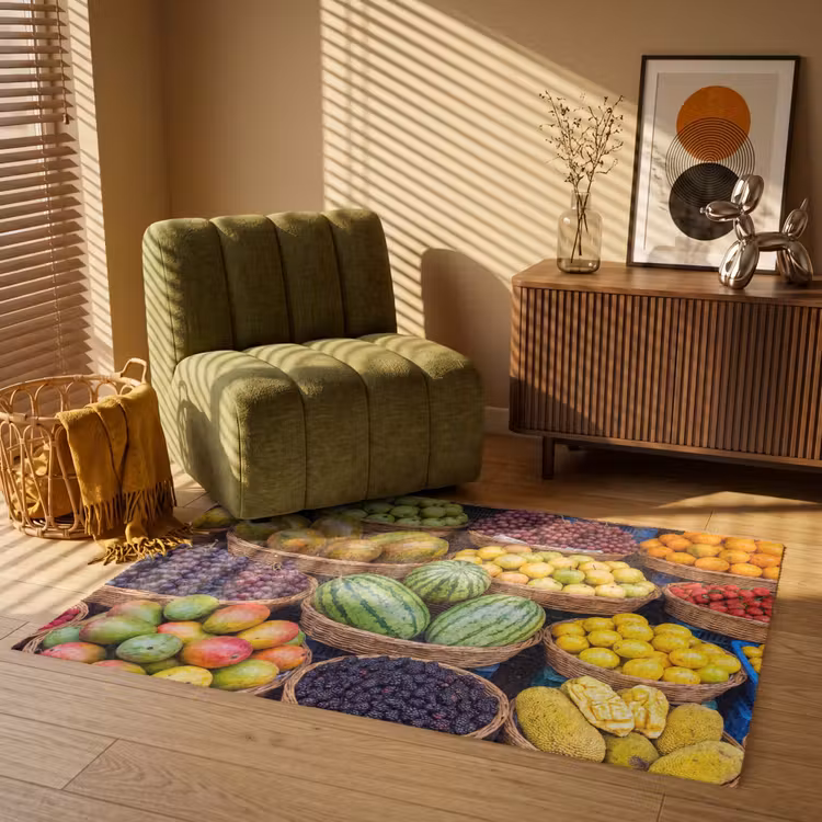 Teppich - Obst – Markt – Bunt - Fruit - Markt - Kleurrijk Vloerkleed Rechthoek klein
