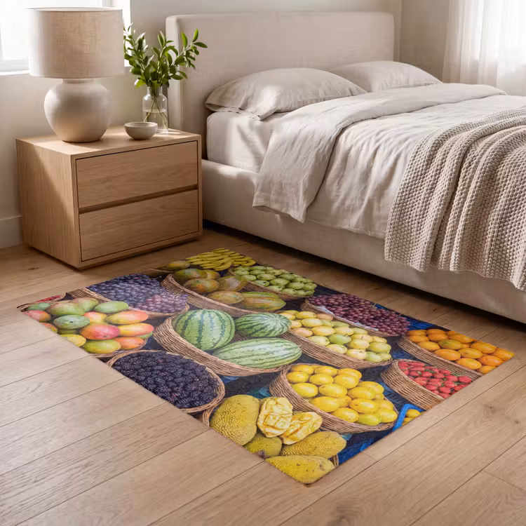 Teppich - Obst – Markt – Bunt - Fruit - Markt - Kleurrijk Vloerkleed Rechthoek klein