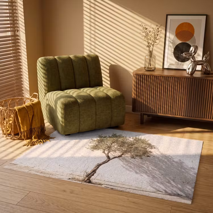 Teppich - Olivenbaum – Wand – weiß - Olijfboom - muur - wit Vloerkleed Rechthoek klein
