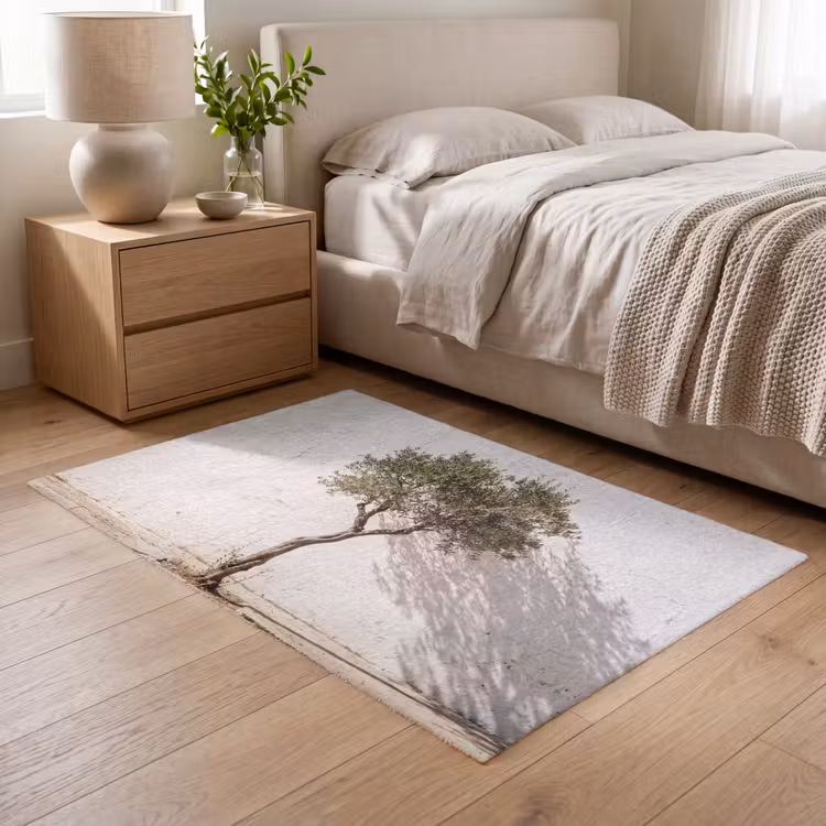 Teppich - Olivenbaum – Wand – weiß - Olijfboom - muur - wit Vloerkleed Rechthoek klein