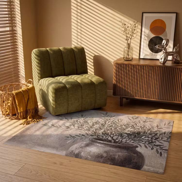 Olijfplant - Aardenpot - Abstract - Beige Vloerkleed Rechthoek klein -atmosphere_sfeer1_global