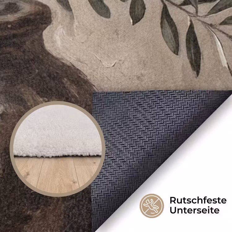Olijfplant - Aardenpot - Abstract - Beige Vloerkleed Rechthoek klein -uniquesellingpoint_antislip_DE_DE
