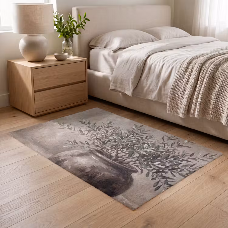Olijfplant - Aardenpot - Abstract - Beige Vloerkleed Rechthoek klein -atmosphere_sfeer3_global