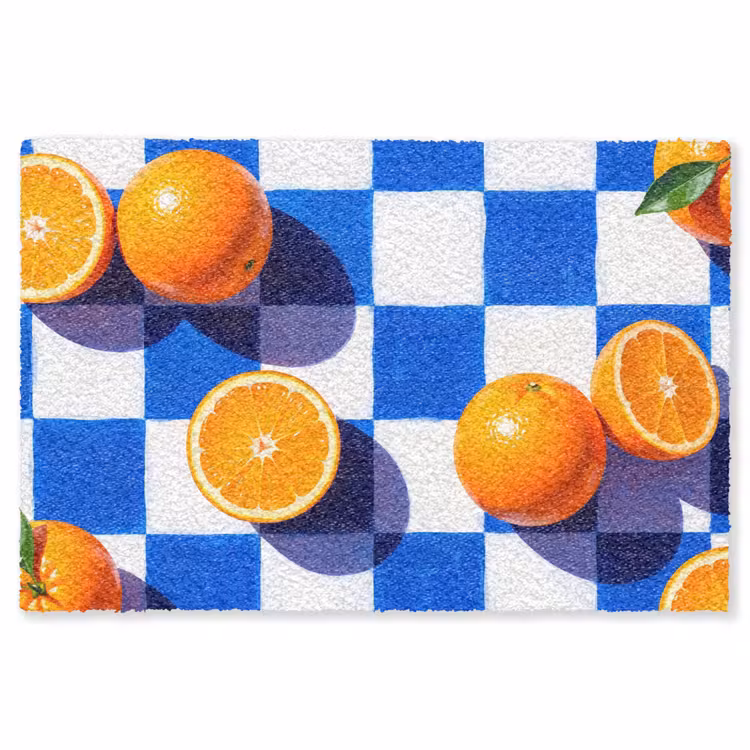Teppich - Orange – Kariert – Essen - Sinaasappel - Geruit - Eten Vloerkleed Rechthoek klein