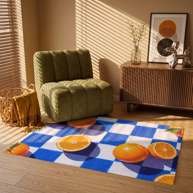 Teppich - Orange – Kariert – Essen - Sinaasappel - Geruit - Eten Vloerkleed Rechthoek klein