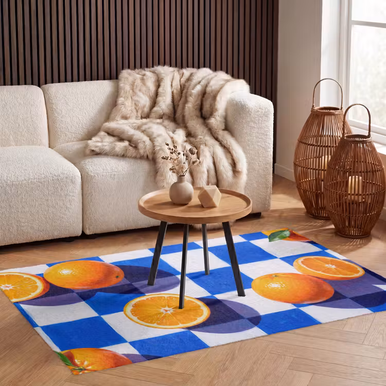 Teppich - Orange – Kariert – Essen - Sinaasappel - Geruit - Eten Vloerkleed Rechthoek klein