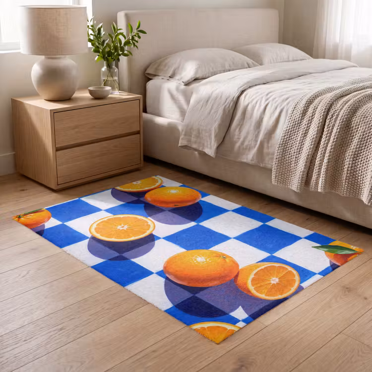 Teppich - Orange – Kariert – Essen - Sinaasappel - Geruit - Eten Vloerkleed Rechthoek klein