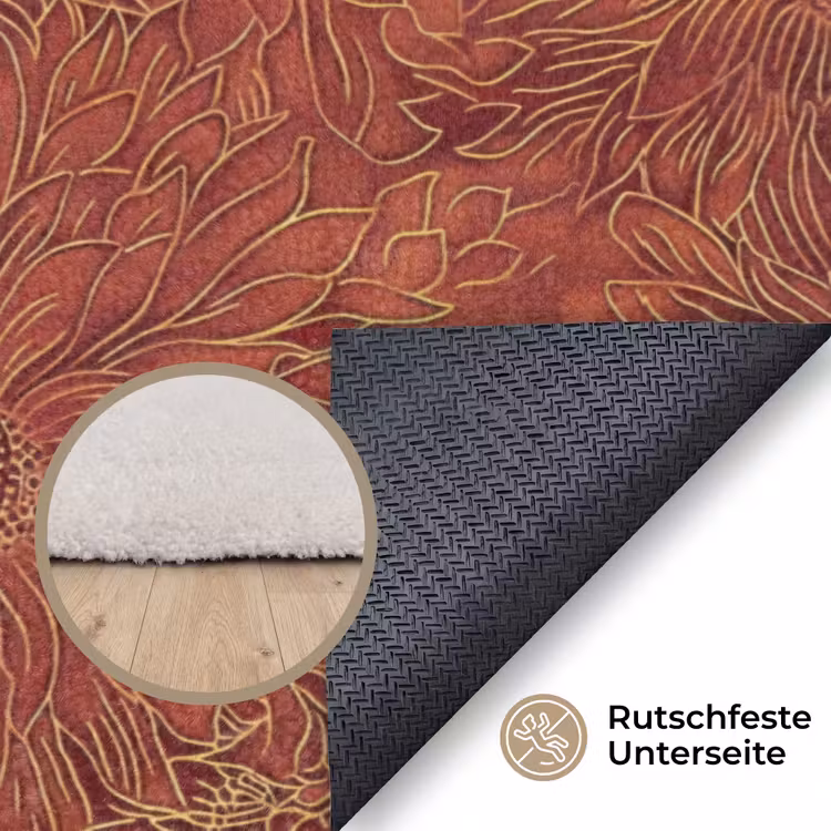 Oosters - Bloemen - Terracotta Vloerkleed Rechthoek klein 1091 -uniquesellingpoint_antislip_DE_DE