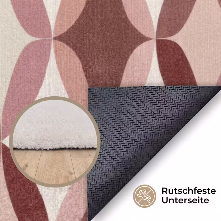 Ovaal - Textuur - Roze Vloerkleed Rechthoek klein 1091 -uniquesellingpoint_antislip_DE_DE