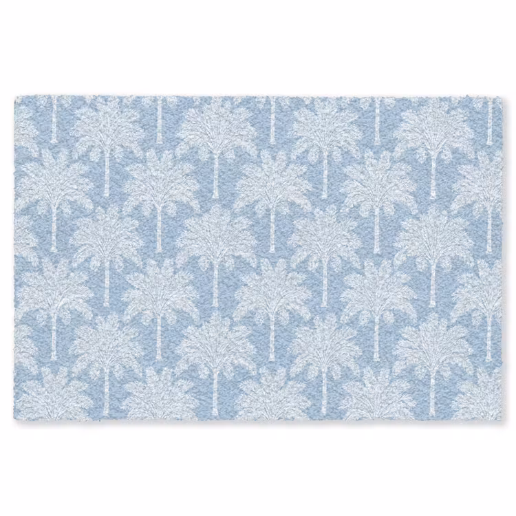 Palmboom - Modern - Blauw Vloerkleed Rechthoek klein 1091 -3d