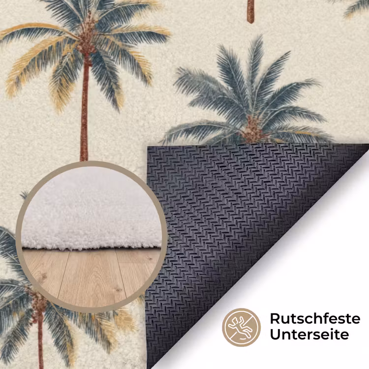 Palmbomen - Tropisch - Groen Vloerkleed Rechthoek klein 1091 -uniquesellingpoint_antislip_DE_DE