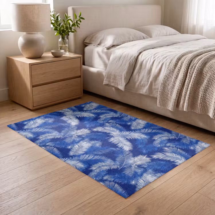 Palmblad - Patroon - Blauw Vloerkleed Rechthoek klein 1091 -atmosphere_sfeer3_global