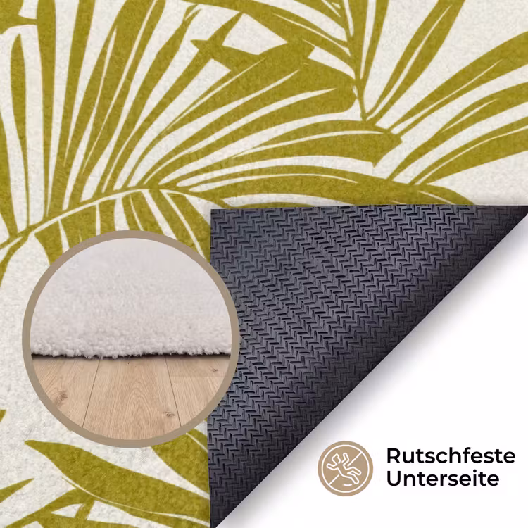 Palmblad - Patroon - Groen Vloerkleed Rechthoek klein 1091 -uniquesellingpoint_antislip_DE_DE
